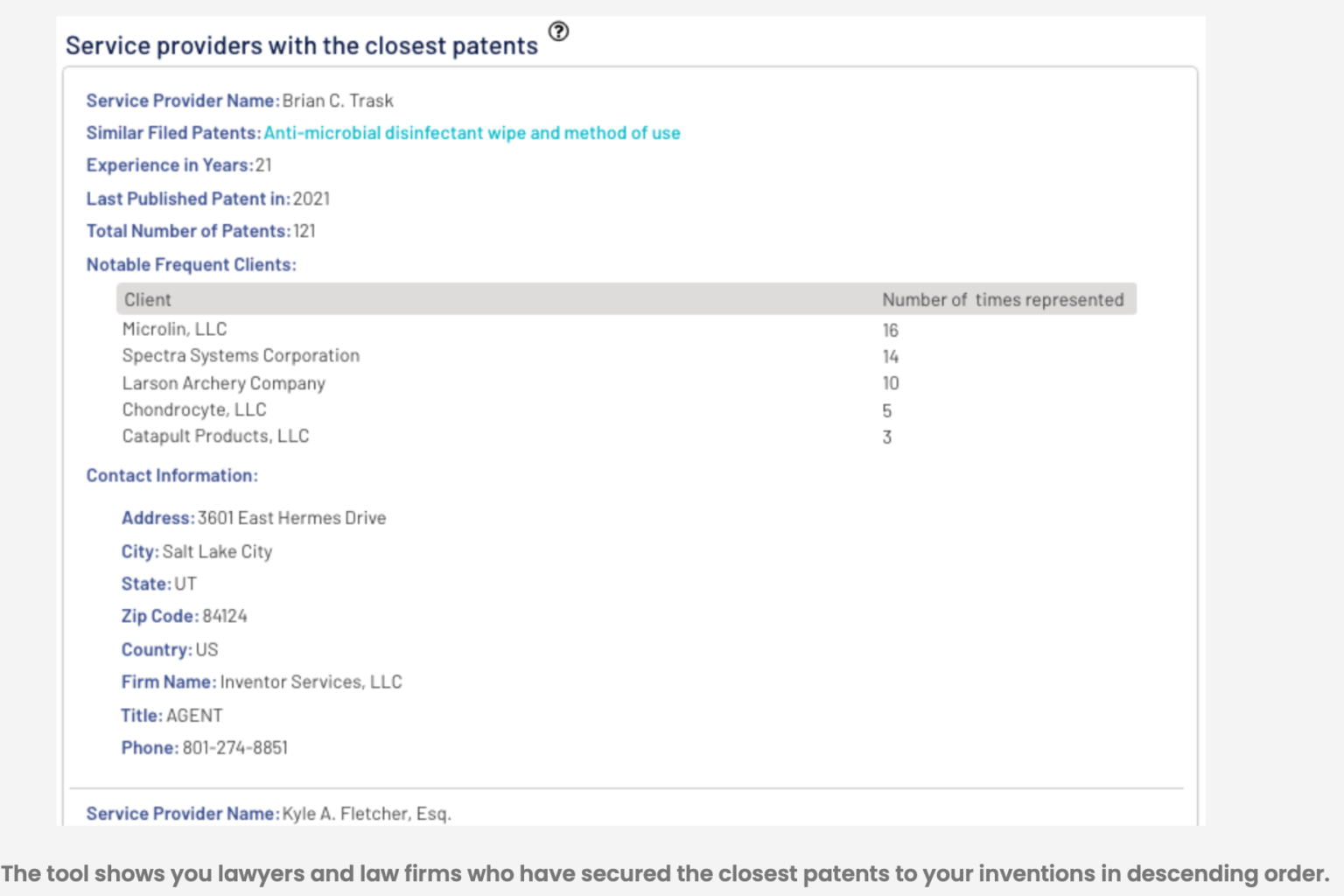 Closest patents visualization used to match inventors with the right lawyers